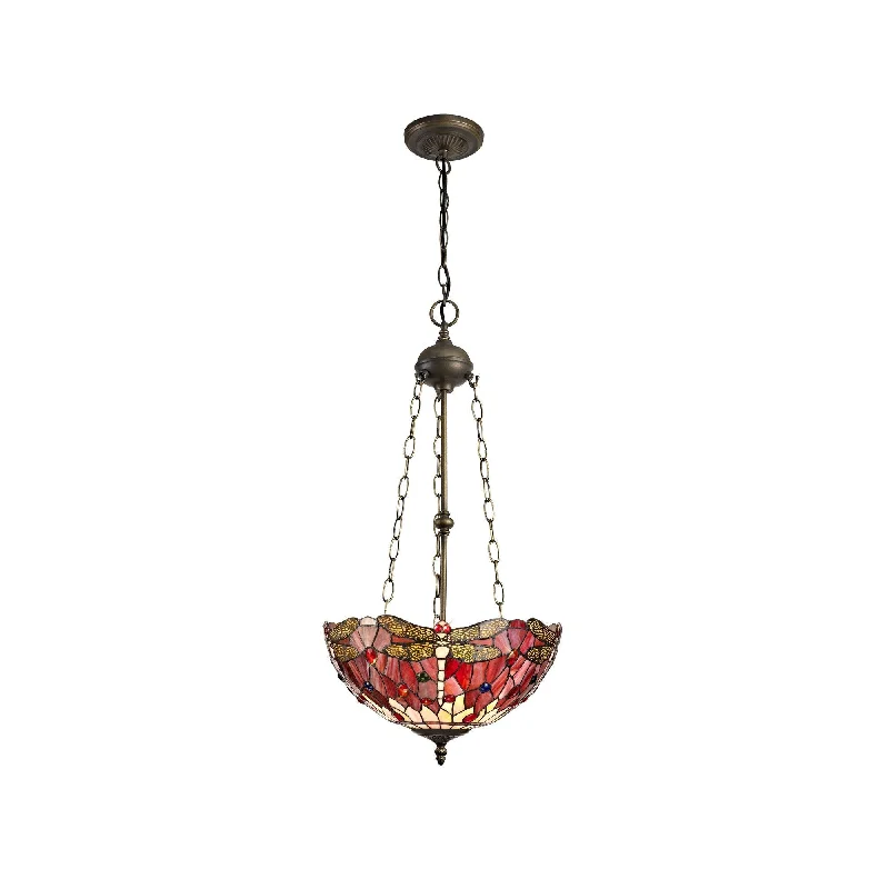 Wireless track lighting for easy installationNuflur 3 Light Uplighter Pendant E27 With 30cm Tiffany Shade,  Antique Brass
