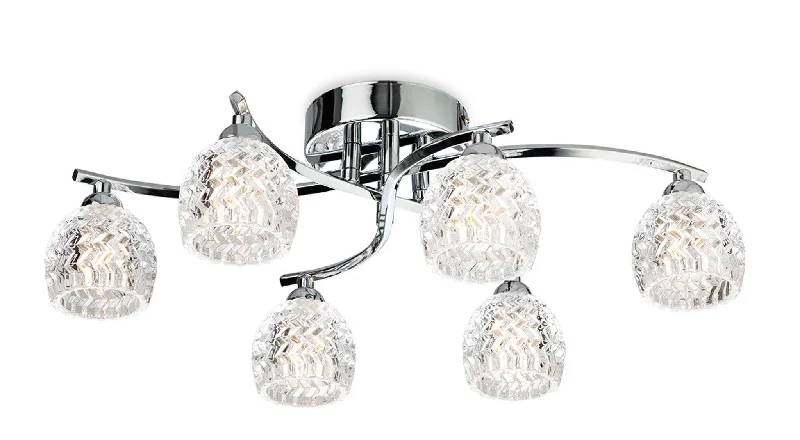 Track lighting with motion - sensor capabilitiesMaple 6 Light Flush Fitting Chrome with Moulded Clear Glass