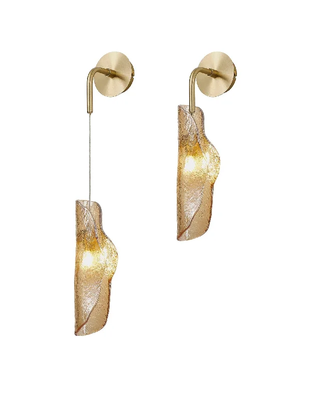 Track lighting for creating a moody atmosphereart deco wall lamps with geometric patterns for a retro - inspired bathroomPoro Wall Light, 1 x G9, Brass/Polished Chrome & Cognac Glass