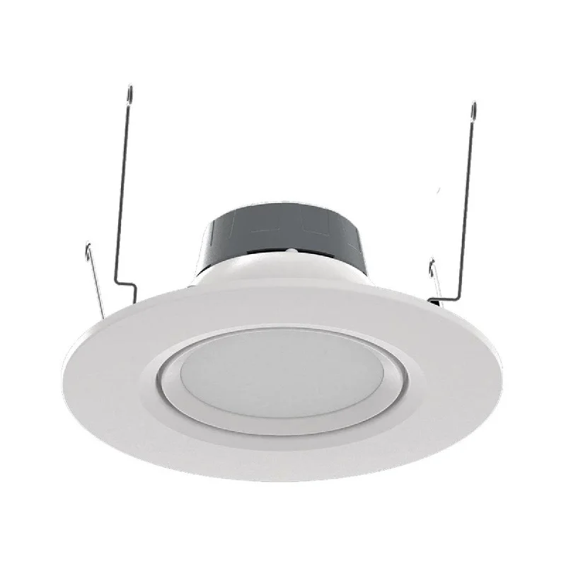 Durable Industrial Lighting for Harsh Environments6 inch Gimbal Retrofit LED Can Light, 10 Watts, 950 Lumens, Selectable 2700K to 5000K, White Finish