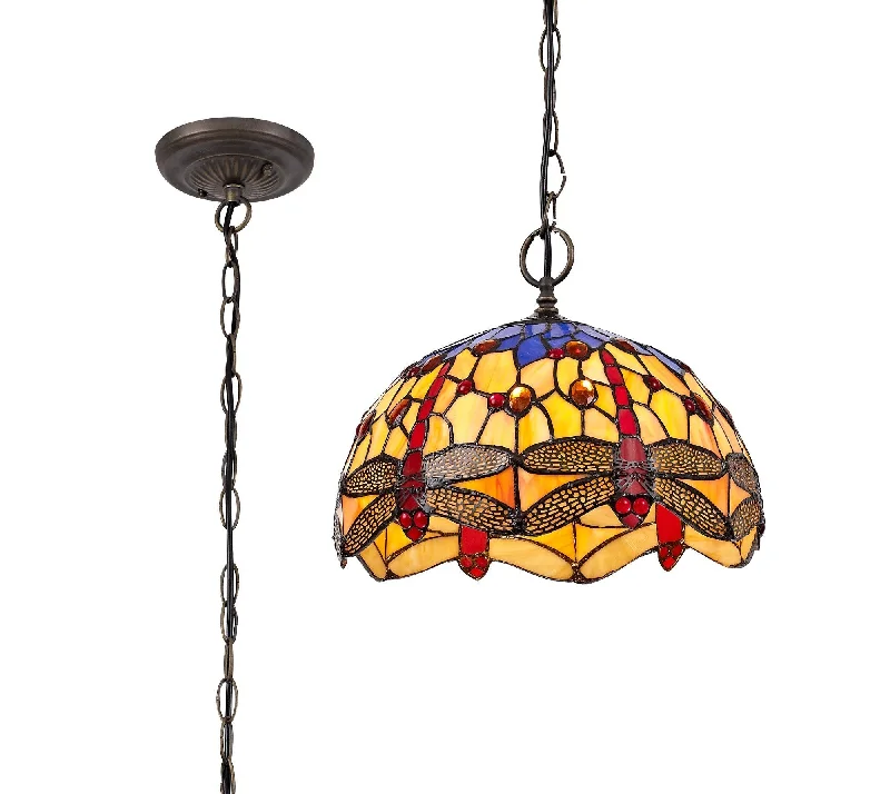 Track lighting for task lighting in workshopsNuflur 1 Light Downlighter Pendant E27 With 30cm Tiffany Shade, Antique Brass