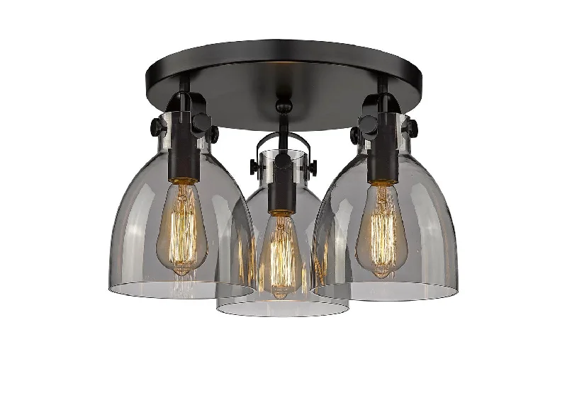 Industrial Ceiling - Mounted Lighting for Assembly PlantsDowntown Urban Three Light Flush Mount Industrial Ceiling - Mounted Lighting for Assembly PlantsDowntown Urban Three Light Flush Mount