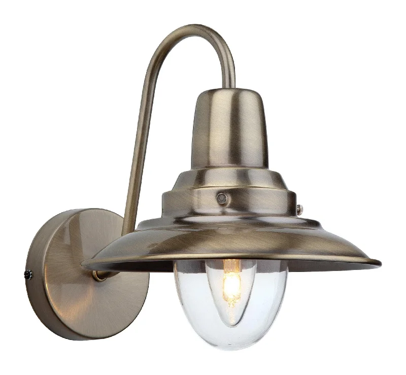 Track lighting with a chunky, bold designleather wall lamps with a distressed texture for a rugged and stylish lookFisherman Wall Light Antique Brass with Clear Glass