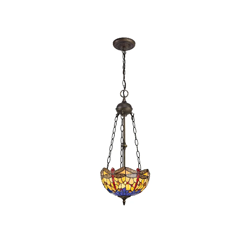Track lighting for illuminating dining tablesNuflur 2 Light Uplighter Pendant E27 With 30cm Tiffany Shade, Antique Brass Track lighting for illuminating dining tablesNuflur 2 Light Uplighter Pendant E27 With 30cm Tiffany Shade, Antique Brass