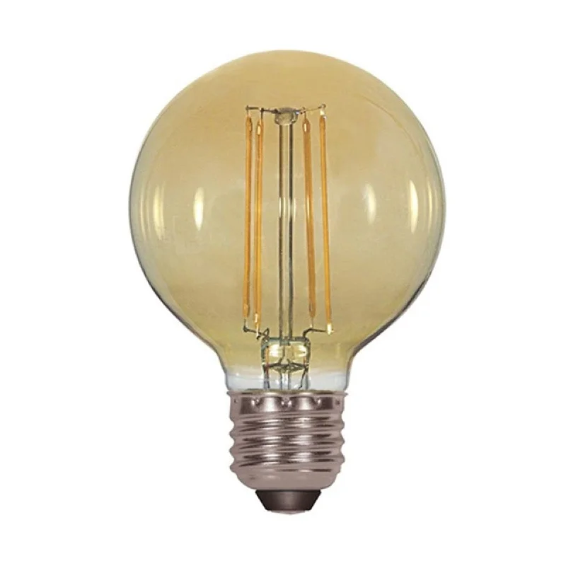 Industrial Lighting for Woodworking FactoriesG25 Filament LED Globe Bulb, 5W, 380 Lumens, 2000K, E26 Medium Base, Amber Finish Industrial Lighting for Woodworking FactoriesG25 Filament LED Globe Bulb, 5W, 380 Lumens, 2000K, E26 Medium Base, Amber Finish