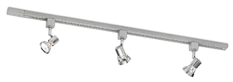 Track lighting for high - ceiling spacesMains Voltage Track Pack Satin Steel