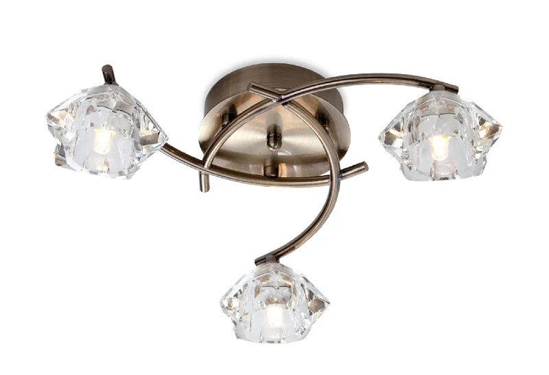 Track lighting with a sleek profileClara 3 Light Flush Fitting Antique Brass with Clear Glass Track lighting with a sleek profileClara 3 Light Flush Fitting Antique Brass with Clear Glass
