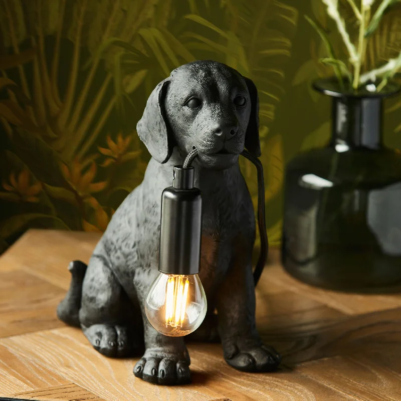 Track lighting with a brushed nickel finishLabrador Puppy Table Lamp | Matt Black