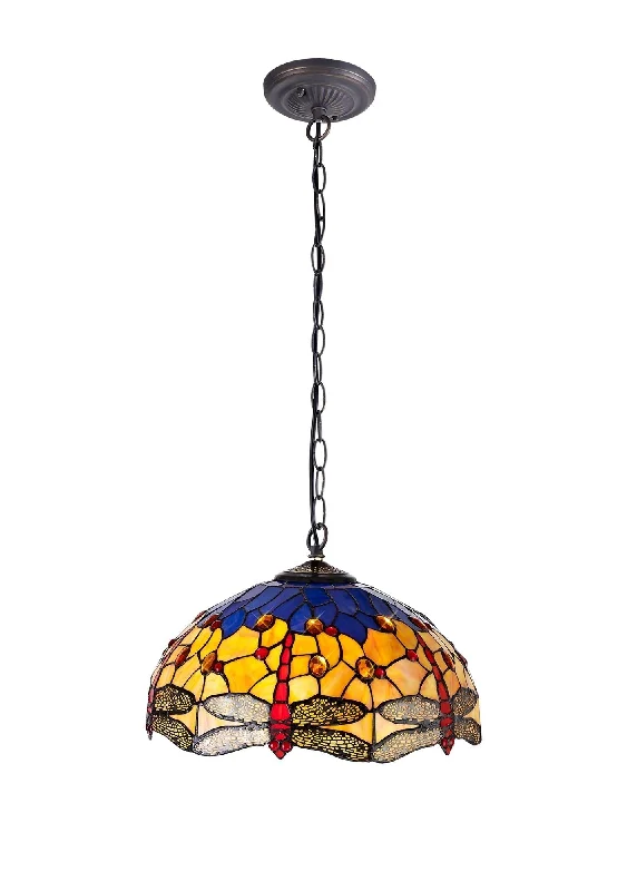 Smart track lighting with voice controlNuflur 1 Light Downlighter Pendant E27 With 40cm Tiffany Shade, Antique Brass