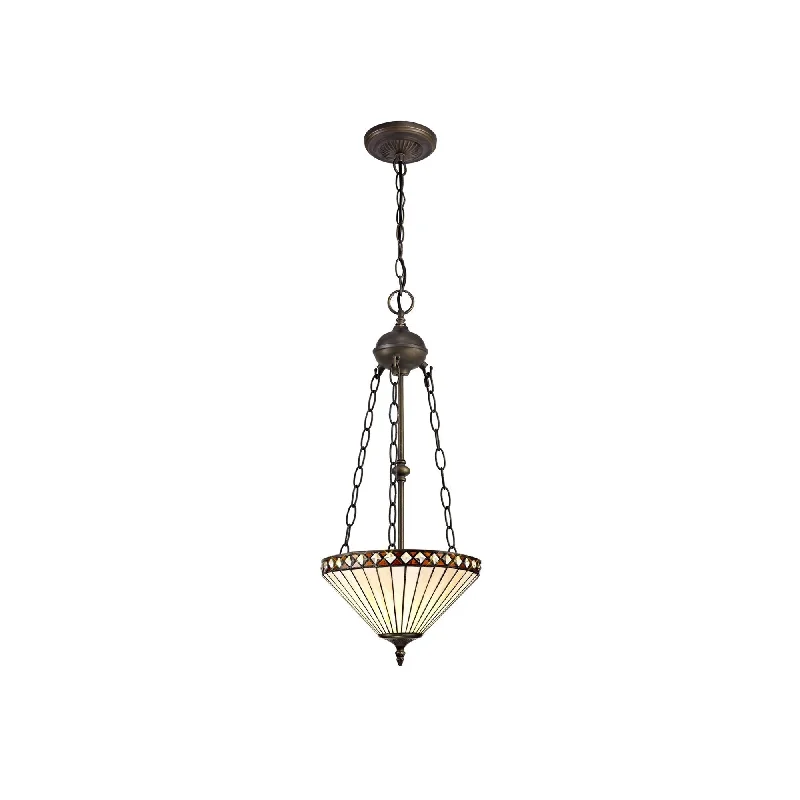 Track lighting for updating office lobbiesTiffy 2/3 Light Uplighter Pendant E27 With 30/40cm Tiffany Shade, Amber/Cream/Crystal/Aged Antique Brass