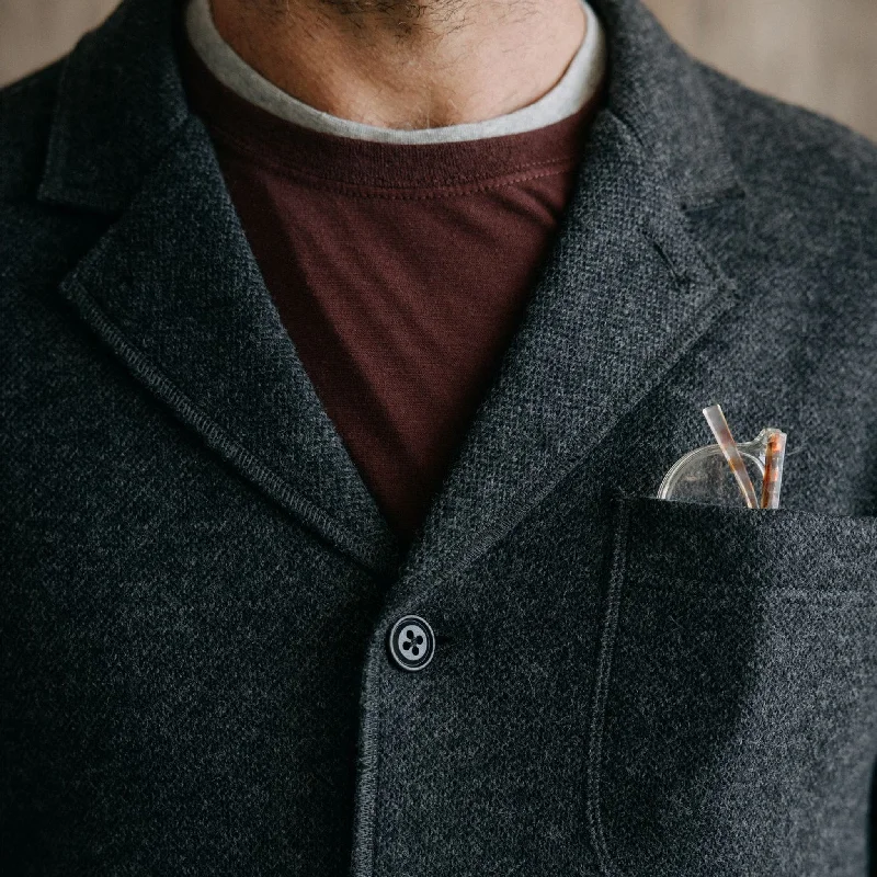 The Evans Blazer in Charcoal Birdseye Wool