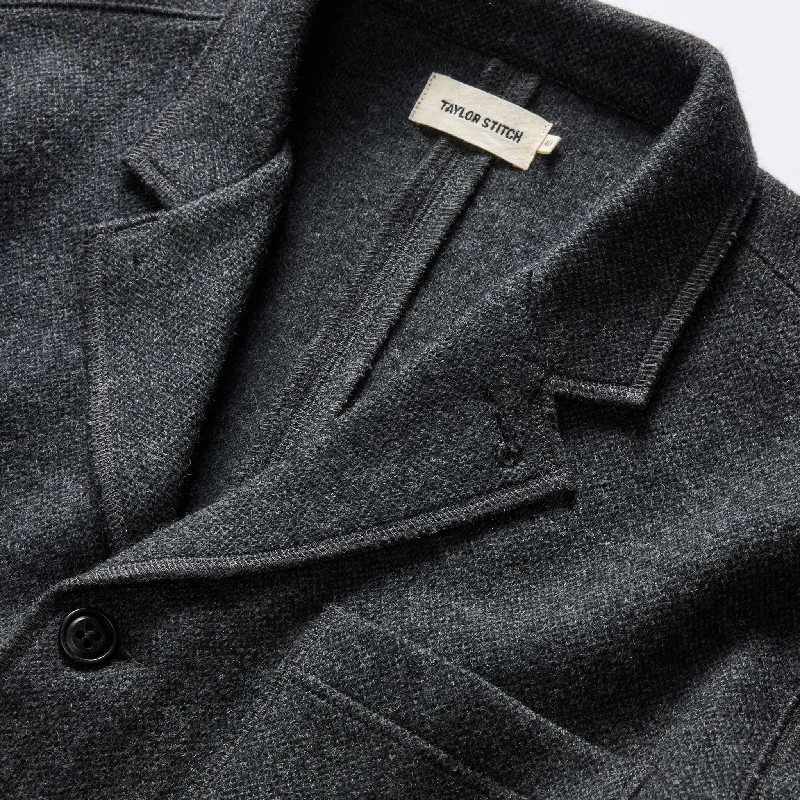 The Evans Blazer in Charcoal Birdseye Wool