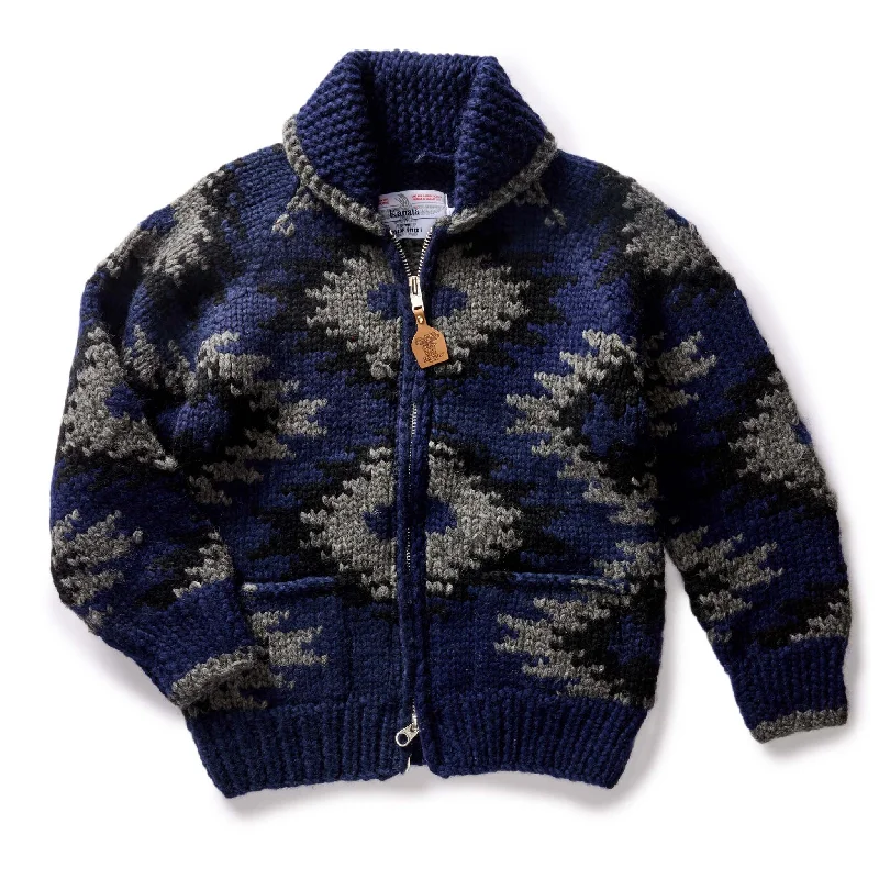 The Seawall Hand-Knit Sweater in Navy Kilim