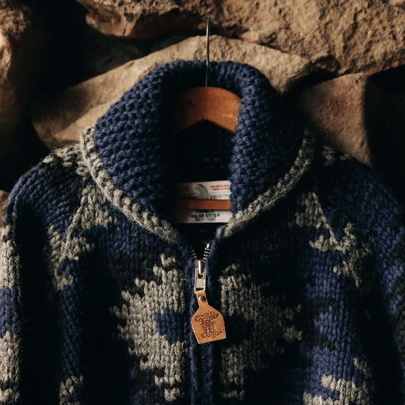 The Seawall Hand-Knit Sweater in Navy Kilim