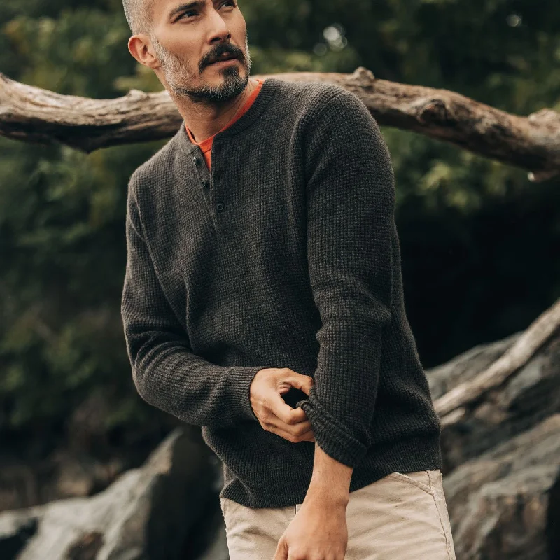 The Sidecountry Sweater in Heather Coffee Merino Waffle