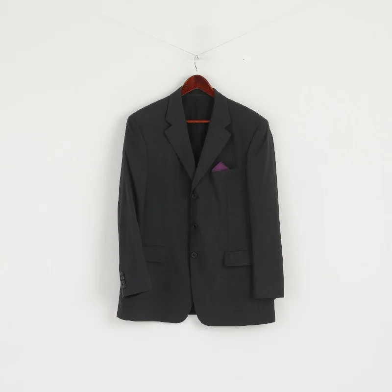 Hugo Boss Men 25 40 Blazer Charcoal Virgin Wool Da Vinci Single Breasted Jacket