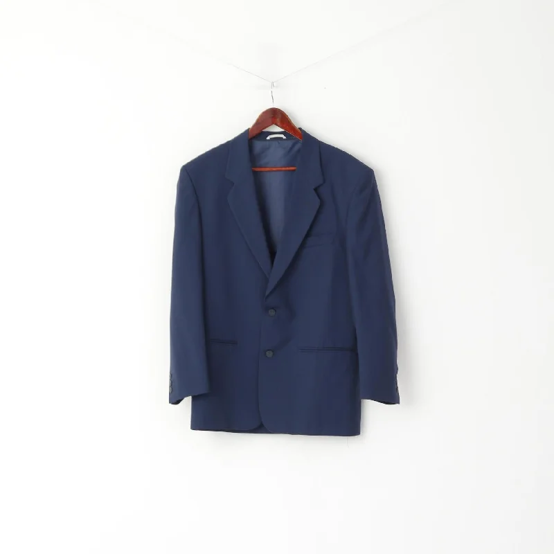 Millibar Men 48 38 Blazer Navy Blue Wool Vintage Made in Italy Single Breasted Jacket