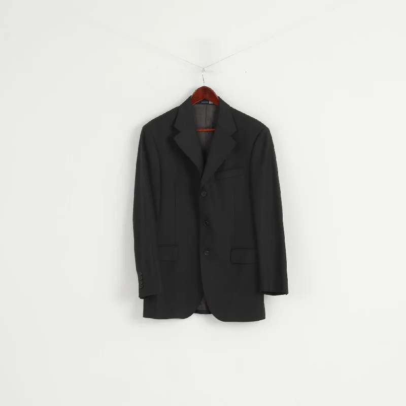 PAOLONI Men 48 38 Blazer Black Wool Cerruti 110's Single Breasted Made in Italy Jacket