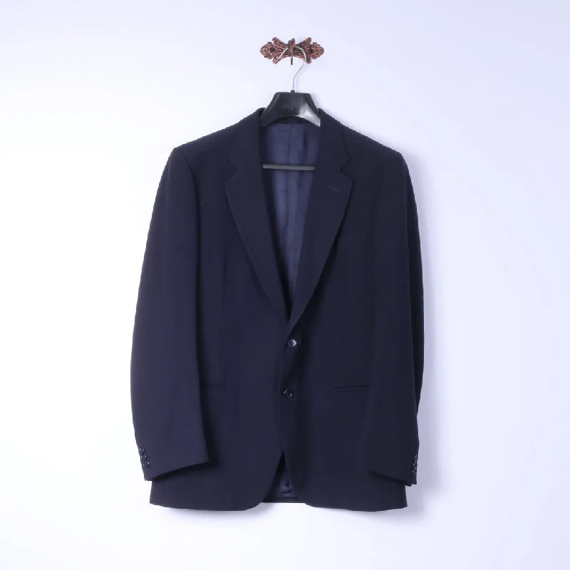 FATINA Men 54 S Blazer Navy 100% Wool Classic Roma Retro Single Breasted Jacket