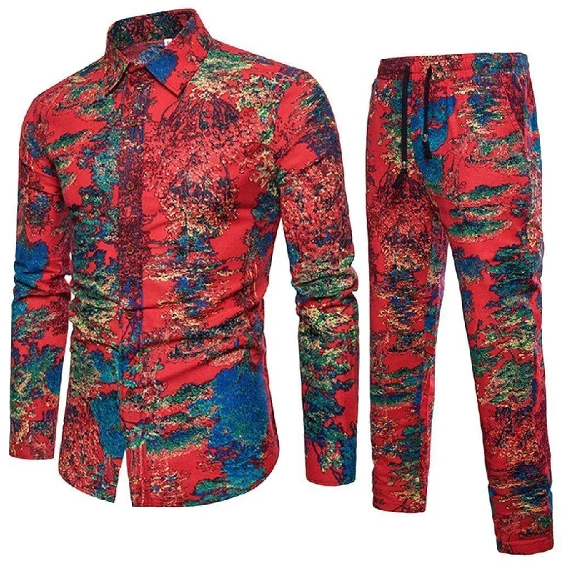 Men's Casual Suit Printed Men's Clothing Set