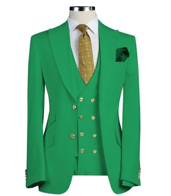 Men's Suits Green Three Piece Suit Slim Fit