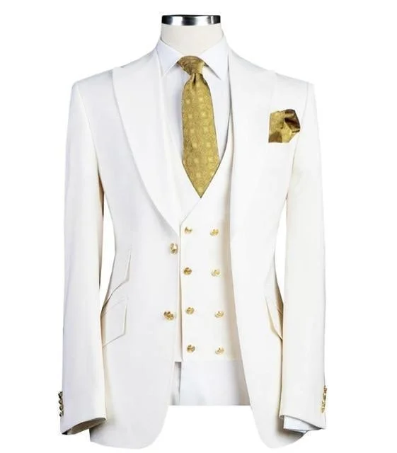 Men's Suits Three Piece Slim Fit Wedding Suit White