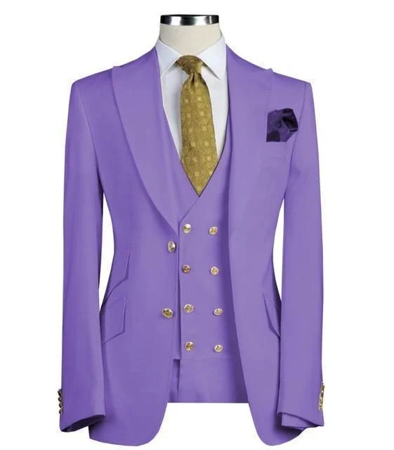 Men's Suits Three Piece Slim Fit Purple Suit