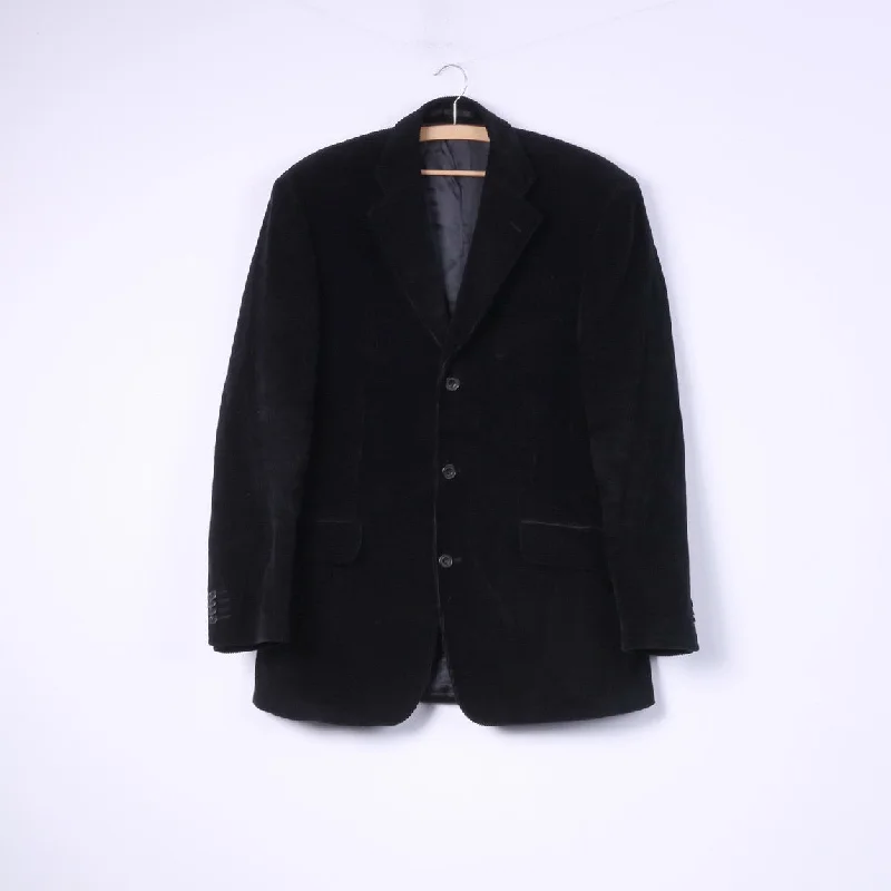 Scarlett London Mens 42 R Blazer Corduroy Black Single Breasted Top Cotton