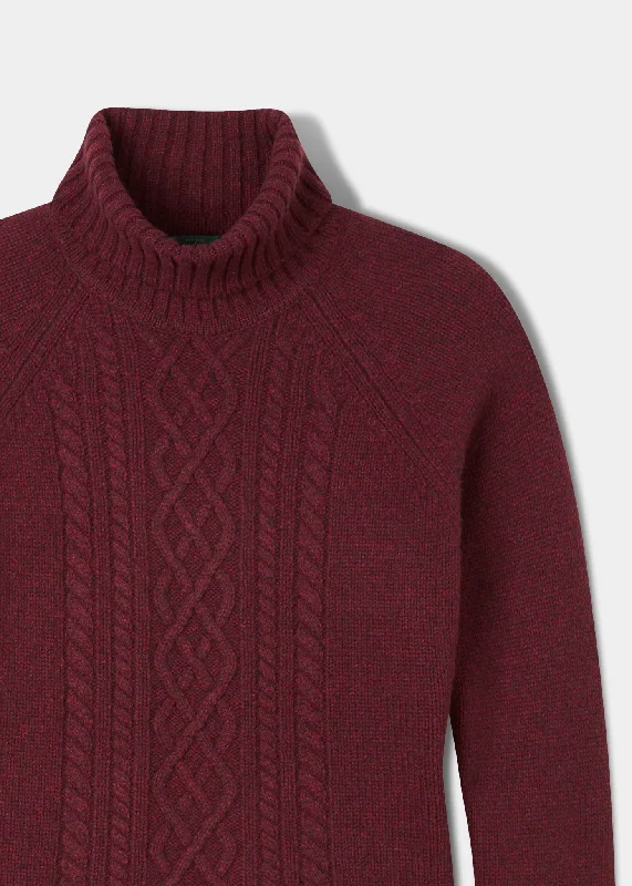 Brightmere Ladies Roll Neck Jumper In Bordeaux