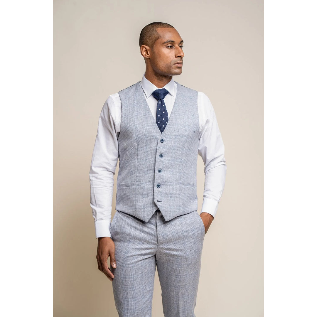 Caridi - Men's Wedding Light Blue Waistcoat