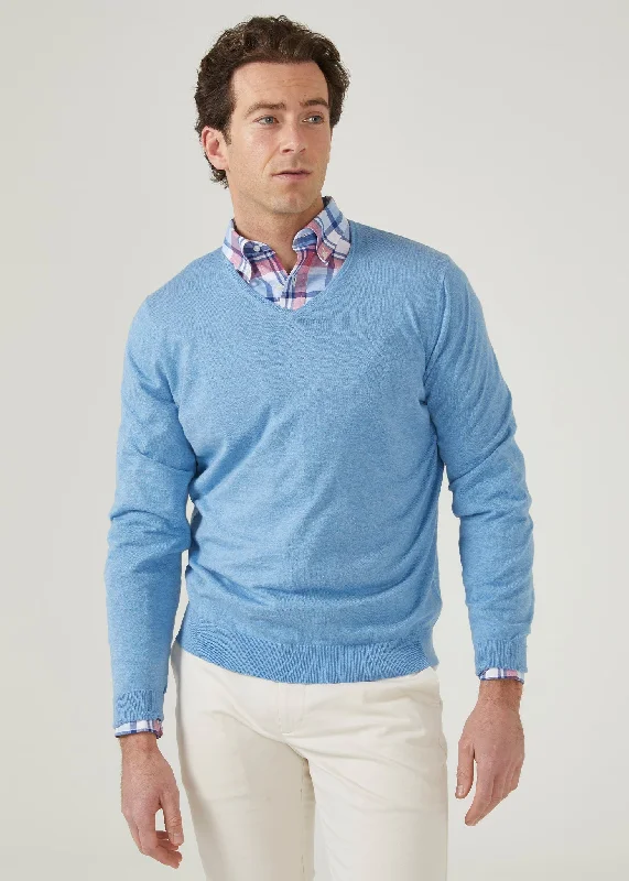 Cromford Luxury Cotton Jumper In Carolina Blue