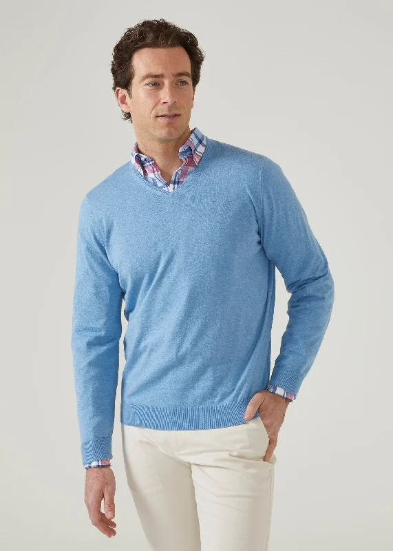 Cromford Luxury Cotton Jumper In Carolina Blue