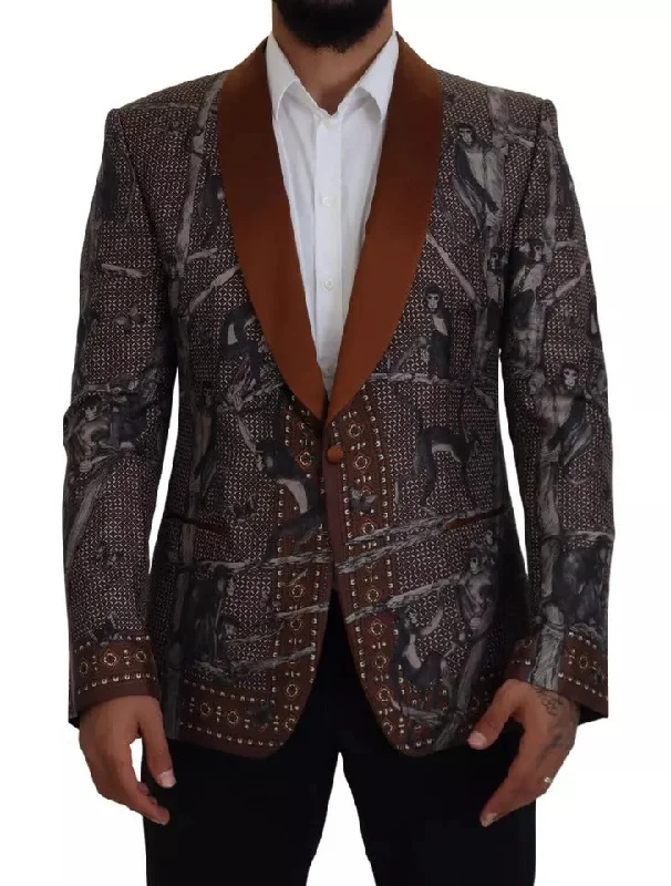 Dolce & Gabbana  Monkey Print Silk Slim Jacket Men's Blazer