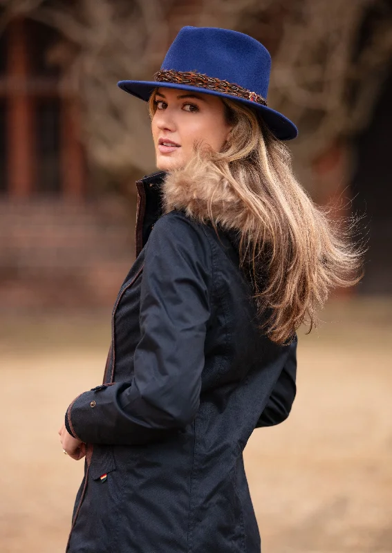 Fernley Ladies Waterproof Long Coat In Navy