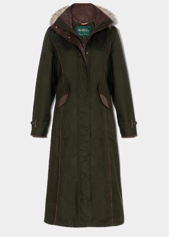 Fernley Ladies Waterproof Long Coat In Woodland