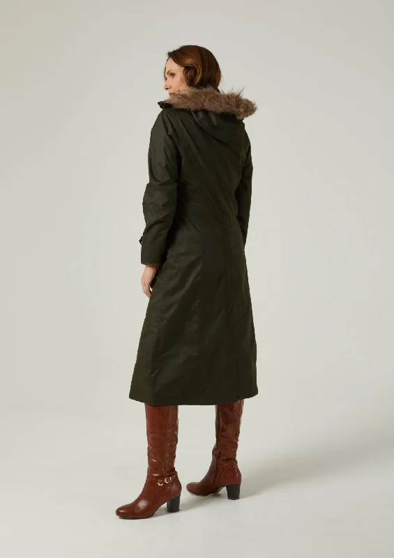 Fernley Ladies Waterproof Long Coat In Woodland