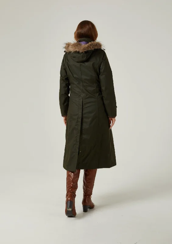 Fernley Ladies Waterproof Long Coat In Woodland