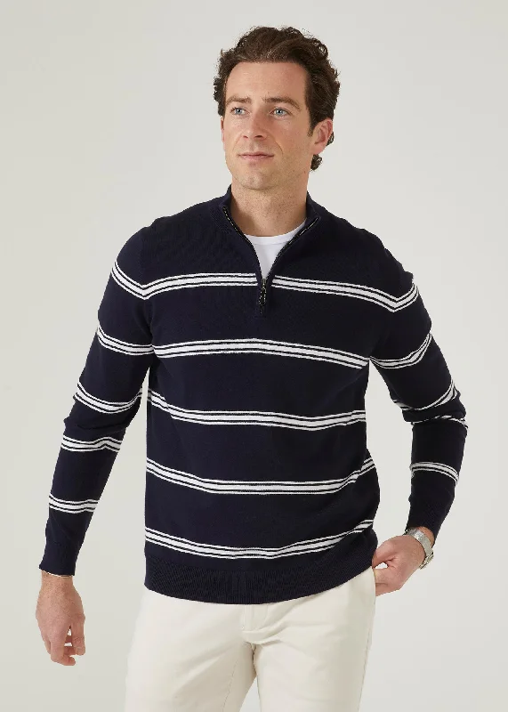 Houghton Men's Long Sleeve 1/4 Zip Jumper In Dark Navy