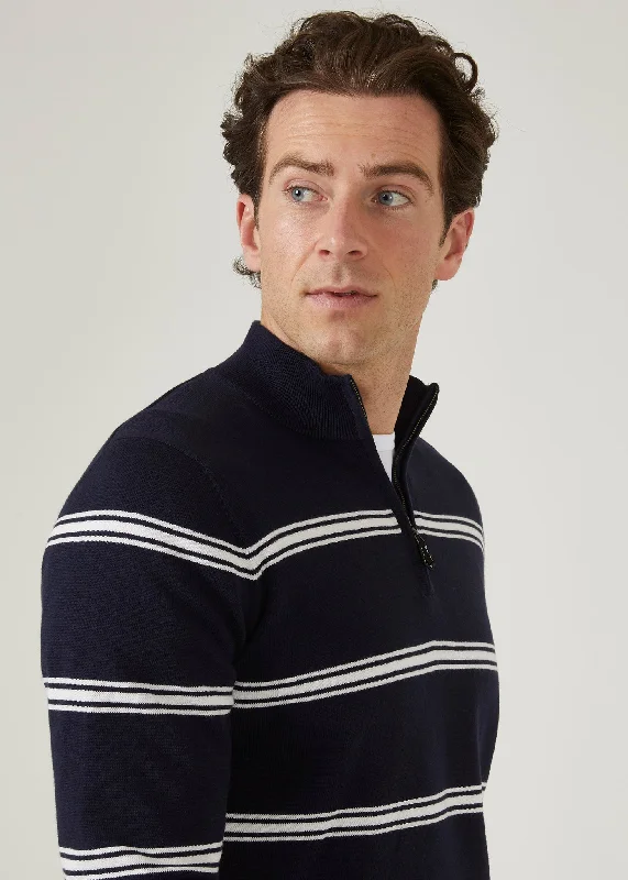 Houghton Men's Long Sleeve 1/4 Zip Jumper In Dark Navy