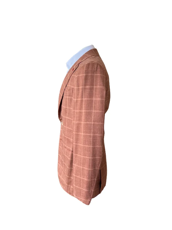 Isaia Mens Silk Cashmere Linen Brown Orange Beige Blazer Jacket