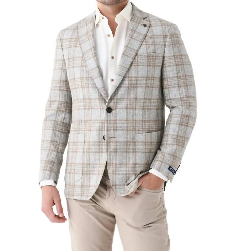 Kelling Plaid Soft Jacket - Regular Length In British Grey