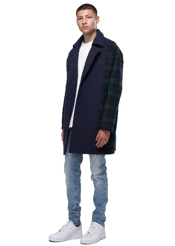 Konus Men's Oversize Wool Blend Coat in Navy