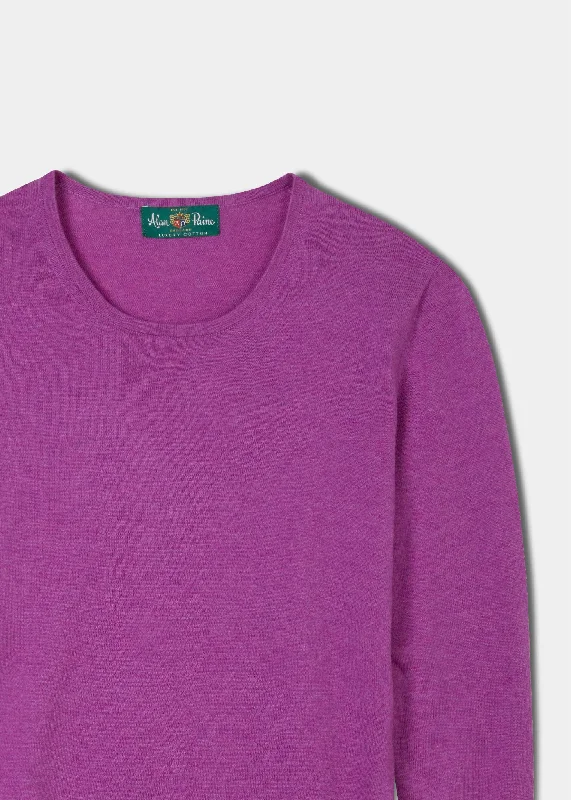 Hannah Ladies Cotton Cashmere Crew Neck Jumper In Orchid