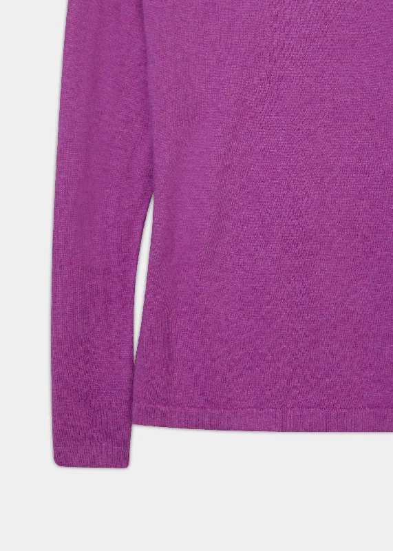 Hannah Ladies Cotton Cashmere Crew Neck Jumper In Orchid