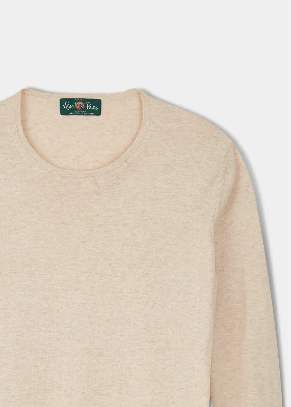 Hannah Ladies Cotton Cashmere Crew Neck Jumper In Sand