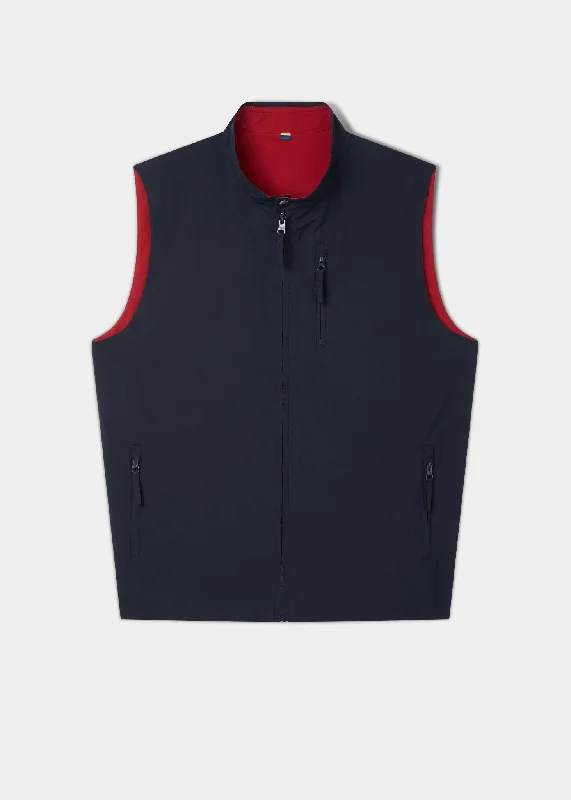 Lettoch Reversible Lightweight Summer Gilet In Navy and Red - Regular Fit