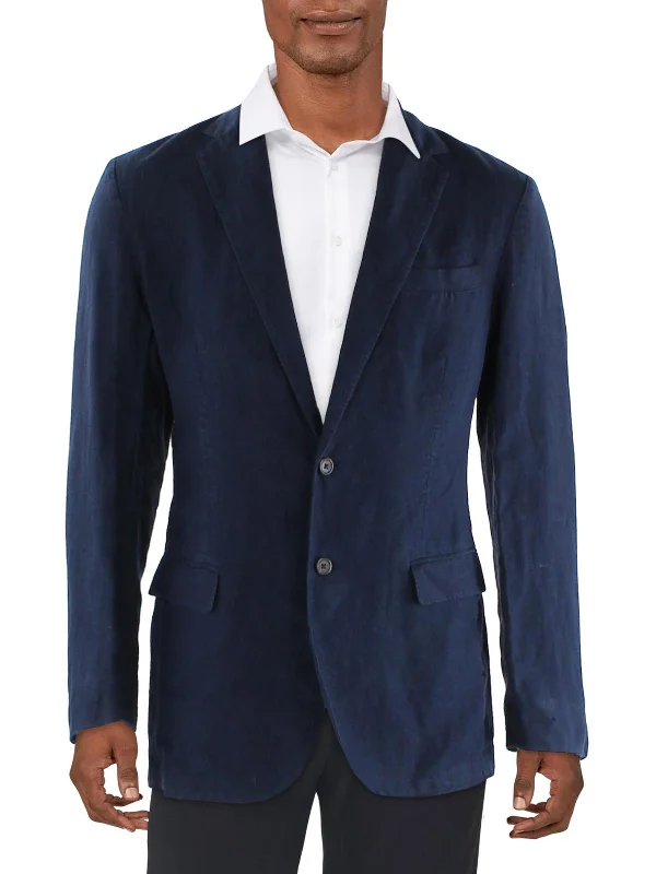 Mens Linen Business Two-Button Blazer