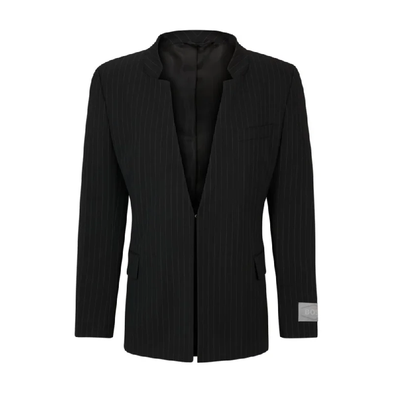 Regular-fit, wool-blend pinstriped blazer