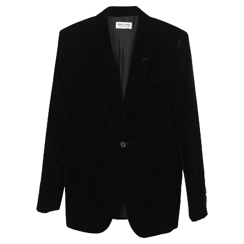 Saint Laurent Peak Lapel Blazer in Black Velvet