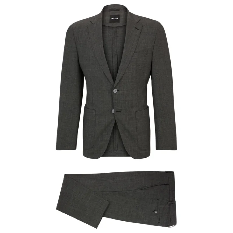 Slim-fit suit in micro-patterned virgin wool